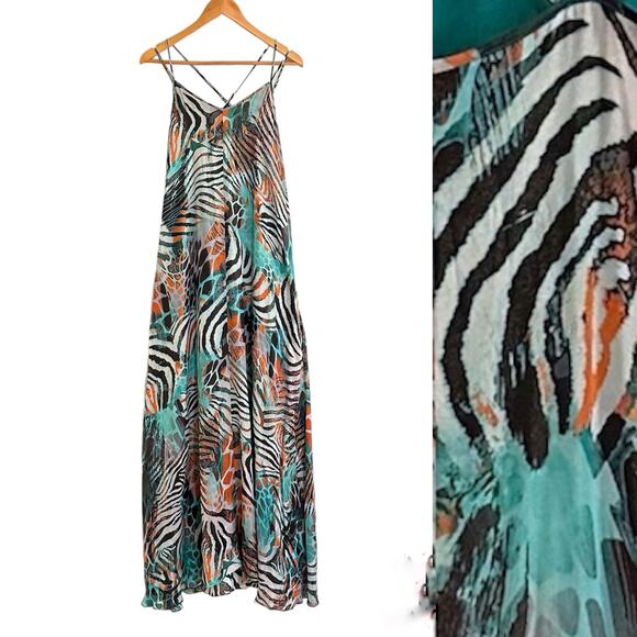 Guess Marciano Silk Abstract Zebra Animal Print Maxi Dress Resortwear
Size Small - Picture 1 of 7